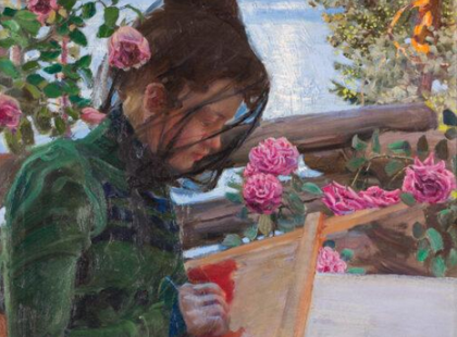 Gallen-Kallela, Mary ompelee kuistilla
