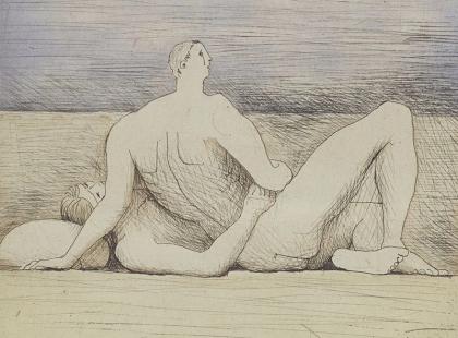 Henry Mooren teoksessa kaksi henkilöä.